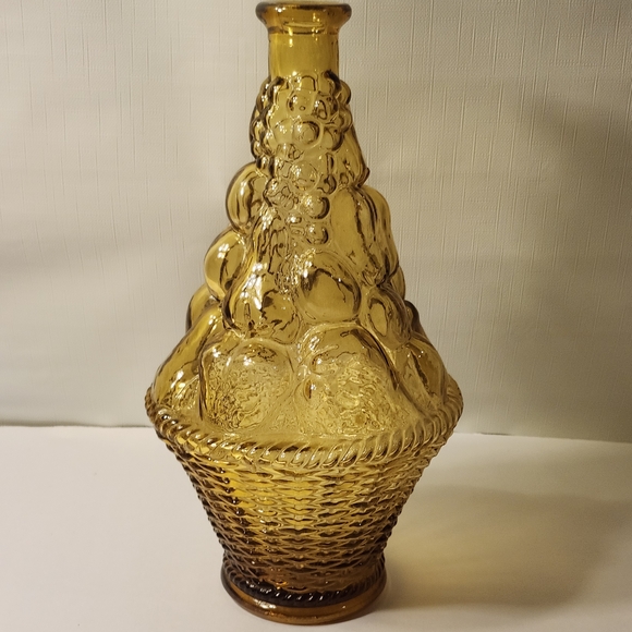Vintage Empoli Amber Fruit Basket Italian Genie Bottle Decanter- PLEASE READ - Picture 11 of 11